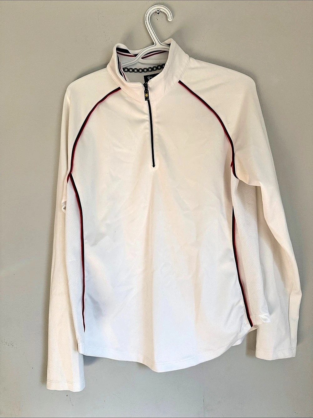 Playday womens White & Red Athletic Pullover Size Large